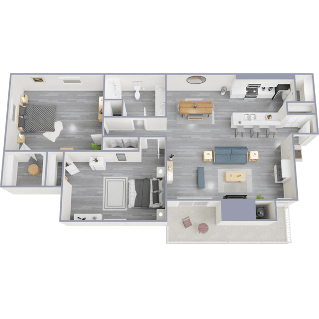 2 Bed 1 Bath 8871B floor plan